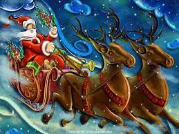 Santa Claus Reindeer Desktop Wallpaper Reindeer And Sleigh Santa And Reindeer Holiday Wallpaper