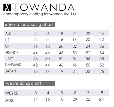 Sizing Chart Towanda Womenswear Plus Size Designer Fashion