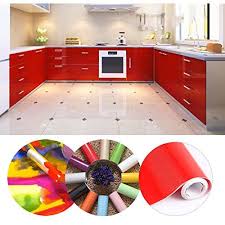 Kinlo 50 61m Papier Peint Auto Adhesif Rouge Pour Armoire De Cuisine En Pvc Impermeable Style Moderne Sticke Decoration Cuisine Decoration Salon Adhesif Meuble