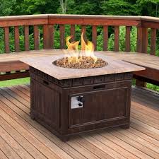 Bond Manufacturing Sonoma 38 In Square Envirostone And Travertine Propane Fire Pit 67513 The Home Depot Propane Fire Pit Table Fire Pit Fire Pit Table
