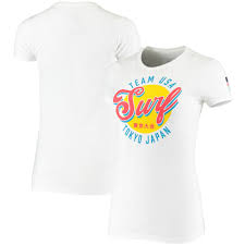 Qualification for surfing at the 2020 summer olympics will be based on the performances at two editions of the isa world surfing games, the world surf league championship tour, and the pan american games. Usa Surfing Womens White 2020 Summer Olympics Wipe Out T Shirt
