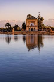 Menara Gardens Pavilion Reflect In Water At Sunset Morocco Garden Pavilion Morocco Travel Photography