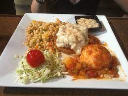 It has more of a nutty flavor and a chewier. Filet On A Deep Fried Bun Covered With White Wine Mushroom Sauce Pap And Gravy Couscous Side Picture Of Peli Peli Houston Tripadvisor