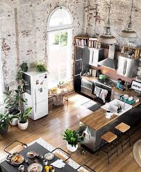 Aerial Shot Of Kitchen With Warm Wood Countertops And Exposed Brick Deco Maison Maison