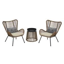 Hampton Bay Clover Brook 3 Piece Wicker Outdoor Patio Conversation Seating Set With Beige Cushions Frs50468 St The Home Depot In 2020 Modern Patio Furniture Outdoor Furniture Ideas Backyards Wicker Patio Set