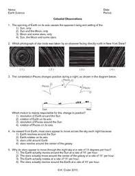 Worksheet Celestial Observations Earth Science Worksheets Earth Science Resources