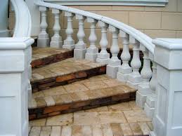 Precast Balustrade System Using Our Curved Handrails Enhances The Look Of Any Front Entrance With Stairs We Design An Stair Railing Stairs Concrete Stairs