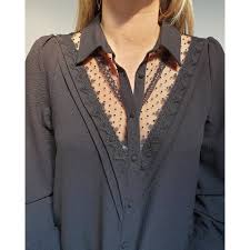 Comparez les offres de milliers de marchands avec le comparateur de prix idealo. Chemisier Noir Col Transparence Pois Et Dentelle 30586