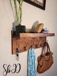 Rustic Wall Mounted Coat Rack With Edged Shelf Key Rack With Shelf Leash And Hat Rack Mail Organi Coat Rack Shelf Coat Rack Wall Wall Mounted Coat Rack