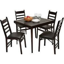 Cosco 5 Piece Wood Folding Dining Set With Ladder Back Chairs Espresso Black Wood Folding Table Card Table And Chairs Dining Table Chairs