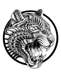 The Union Of Pencil Pen To Create Surreal Illustrations Creative Gaga Mayan Tattoos Animal Tattoos Jaguar Tattoo