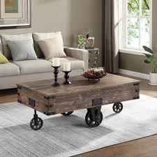 Easy to make coffee table with lift up top. Firstime Co 48 In Rustic Espresso Large Rectangle Wood Coffee Table With Casters 70084 The Home Depot