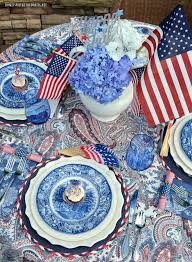 A Patriotic Table With Red White And Liberty Blue Fourth Of July Decor Liberty Blue Fourth Of July