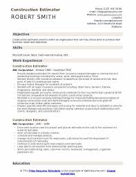 construction estimator resume samples