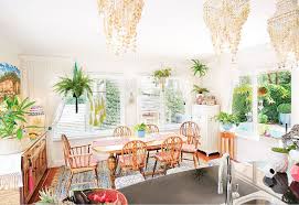 Bohemian living room with pink patterned wallpaper. 20 Enchanting Bohemian Dining Room Designs Home Design Lover
