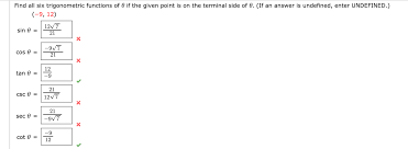 In this trigonometric function you will learn how to evaluate the six trigonometric functions given a point. Answered Find All Six Trigonometric Functions Of Bartleby