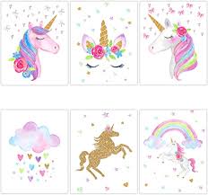 Turn your child's room into a fun and colorful space by shopping kids' wall decor from at home. Amazon Com Unicorn Wall Art Unicorn Picture Girls Room Decor Unicorn Wall Decor Unicorn Posters Rainbow Canvas Art Print For Kids Bedroom Nursery Decoration 6 Pieces 8x10 Inch No Frame Kitchen Dining