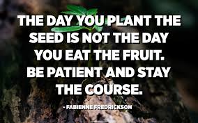 The Day You Plant The Seed Is Not The Day You Eat The Fruit Be Patient And Stay The Course Fabienne Fredrickson Quotespedia Org