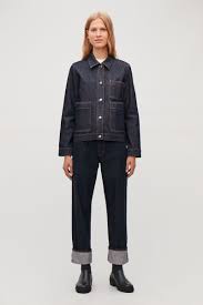 Half Black And Blue Denim Jacket Patch Pocket Denim Jacket Dark Blue Tobacco Denim Jackets Cos Denim Jacket Denim Jackets