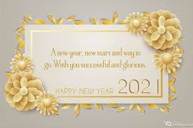 On the gregorian and julian calendar, january 1, 2021. Golden Flower New Year 2021 Greeting Wishes Card