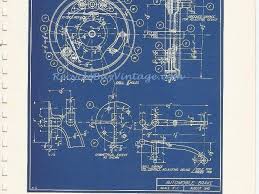 Vintage 40s Industrial Blueprint Blue Print Illustration Drawing Sketch Construction Engineer Architech Image Wall Art Hom Blueprints Drawing Sketches Drawings