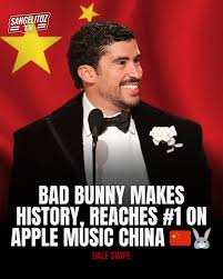 History made ???? Bad Bunny's DeB? TiRAR MáS FOToS officially reached #1 on Apple  Music's Top Albums chart in China, marking a rare and historic moment for  Latin music on the platform.
