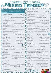 English Worksheet Mixed Tenses Present Past Future Tenses Free Education Worksheets