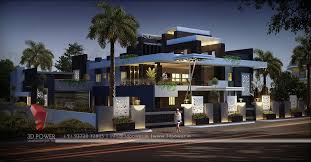 The entry level includes a studio home office with a bath, wetbar and computer area. Ultra Modern Home Design Beautiful Luxurious House Rendering