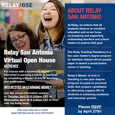 It was established in 2011 after being spun off from hunter college's teacher u program. Relay Gse On Twitter Join Us For Our Upcoming Virtual Sessions To Learn How You Can Make An Impact Through The Relay San Antonio Teaching Residency And Master Of Arts In Teaching
