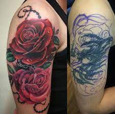 Pin By Emmy Lynn On Ink Rose Tattoo Cover Up Cover Up Tattoos Cover Tattoo