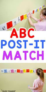 Easy Alphabet Activity Post It Match Busy Toddler Preschool Learning Activities Preschool Learning Kids Learning