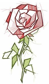 Draw a rose quickly, simply and easily. Sketchy Rose Embroidery Design
