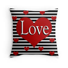 Black And White Striped Throw Pillow Love Hearts Black And White Striped Valentine S Day Throw Pillow Home Decor Available In Many Sizes As A Pillow Striped Decor Stripe Throw Pillow Red Pillows