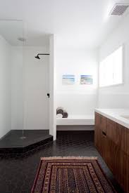 Modern Bathroom Matte Black Floating Vanity Walnut What Is This Missing Besides A Bigger Art Piece Modern Bathroom Bathroom Design Modern Bathroom Design