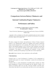 Pdf Comparisons Between Battery Chainsaws And Internal