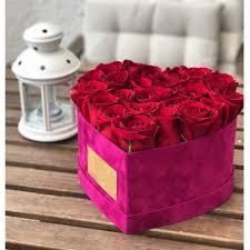 Wholesale Custom Rosy Suede Heart Shape Flower Box Velvet Packaging Flowers In Eeca Velvet Flowers Flower Boxes Flower Packaging