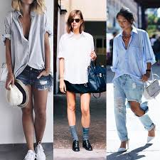 Camisa Social Com Calça Jeans Feminina Looks Femininos Com Pecas Masculinas 1 Camisa Social Larga Com Listas Azul Marinho Chapeu Tenis Branco Shorts Jea Looks Femininos Camisas Sociais Looks