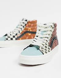 Vans Sk8 Hi Tiger Patchwork Sneakers In Black White Vans Vans Sk8 Sneakers