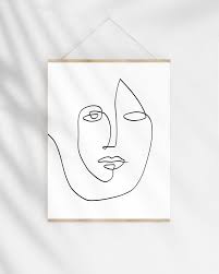 Abstract Face Art One Line Face Drawing Sketch Modern Etsy Face Art Drawing Abstract Face Art Line Art Drawings
