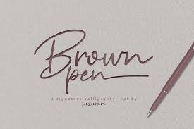 White pen script is perfectly suited to logo, stationery, poster, apparel, branding, wedding invitation, card, tagline, layout design, and much more ! Brown Pen Script 191917 Script Font Bundles Free Calligraphy Fonts Signature Fonts Best Script Fonts