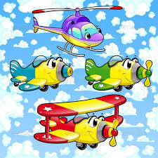 Cartoon Airplanes And Helicopter In The Sky Cartoon Airplane Baby Nursery Prints Floral Graphic Design