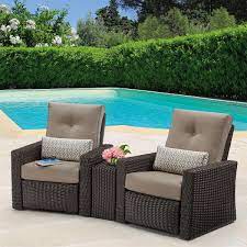 The danbury features ball and claw legs and adjustable upper and lower back pillows all enhanced with sculptured wings. Layton 3 Piece Woven Outdoor Recliner Set Outdoor Recliner Patio Couch Aluminum Furniture