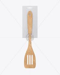 Wooden Kitchen Slotted Turner In Packaging Mockups On Yellow Images Object Mockups