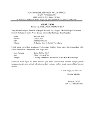 Surat tugas adalah surat yang berisi penugasan seorang pejabat/pegawai untuk melaksanakan tugas khusus yang diberikan kantor/perusahaan yang berkepentingan. Contoh Surat Tugas Perusahaan Guru Pelatihan Kerja Dinas Dll