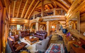 Log Cabin Style Living Room Loft Designs Bc Canada Log Homes Cabin Living Room Living Room Loft