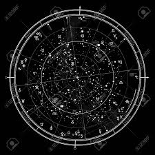 Astrological Celestial Map Of Northern Hemisphere Detailed Outline