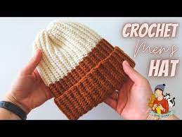 Crochet Basic Beanie With Two Colours Men S Hat Youtube In 2021 Hats For Men Crochet Mens Hat Beanie