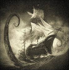 The legend may have originated from sightings of giant squid that are estimated to. Image Result For Kraken Attacking Ship Art Ship Art Kraken Art Kraken