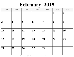 February 2019 Calendar Printable Printable Calendar Template Monthly Calendar Template Calendar Word