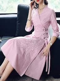 Bordado Color Solido Fajas Siete Decimas Mangas Vestidos En Linea Fashion Vestido Juveniles Vestidojuveniles 2020 Kiyafet Elbise Modelleri Elbise